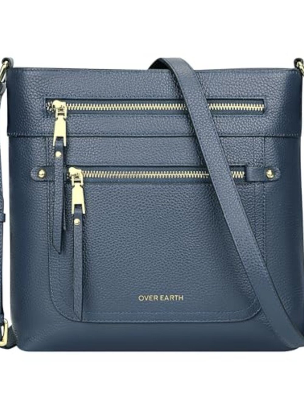 Genuine Leather Crossbody Bag Multi Pocket Purse Adjustable Strap